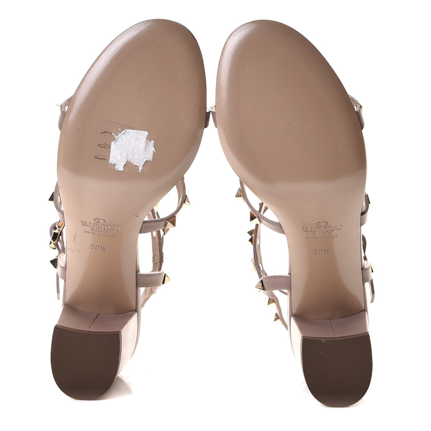 Valentino Garavani Calfskin Rockstud 60mm City Sandals 38.5 Poudre 6 of 9