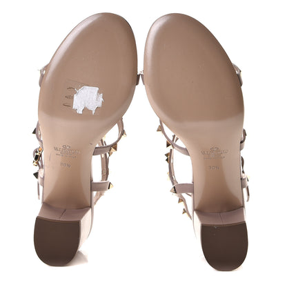 Valentino Garavani Calfskin Rockstud 60mm City Sandals 38.5 Poudre 6 of 9
