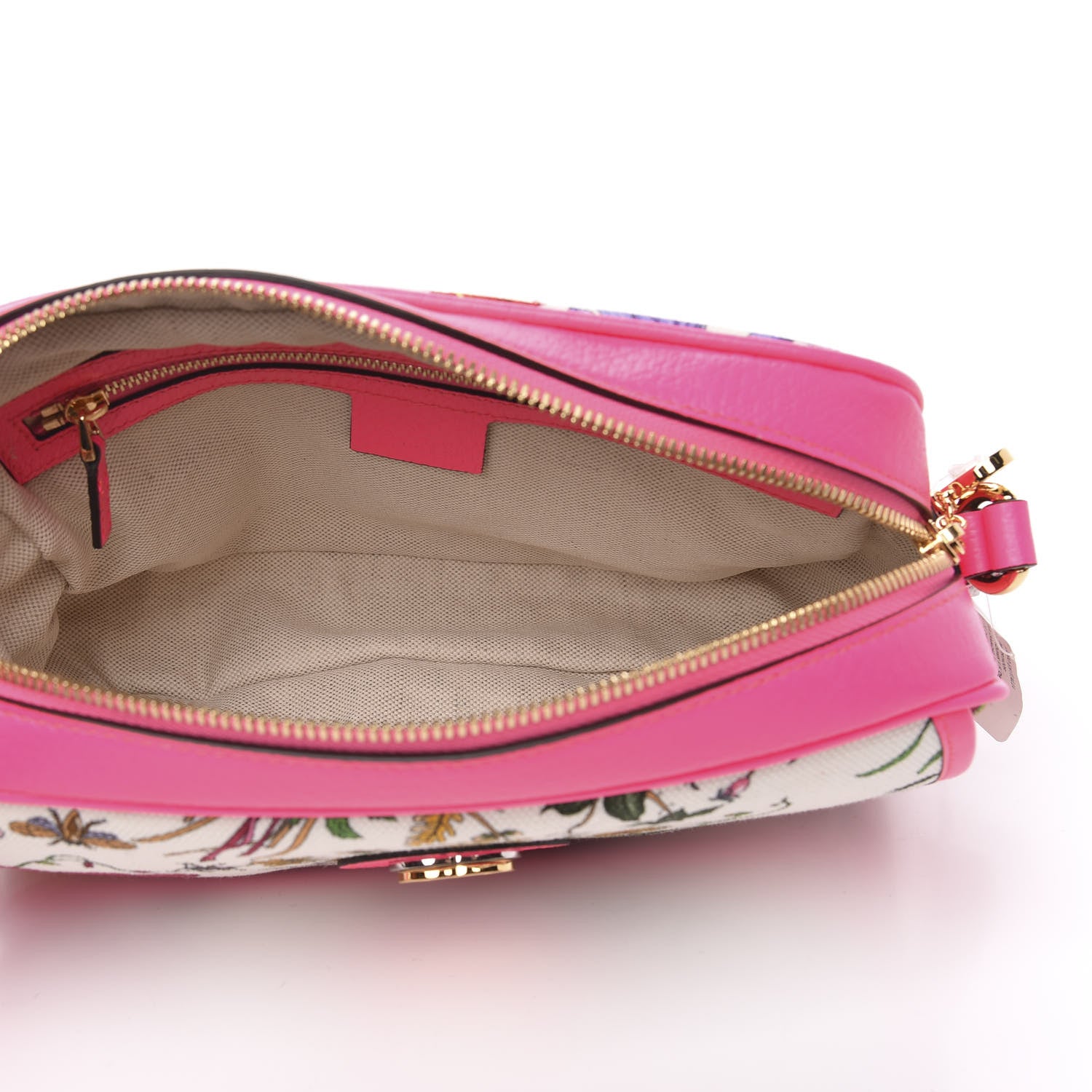 Gucci Canvas Flora Floral Shoulder Bag White Fuchsia Fluo 5 of 9