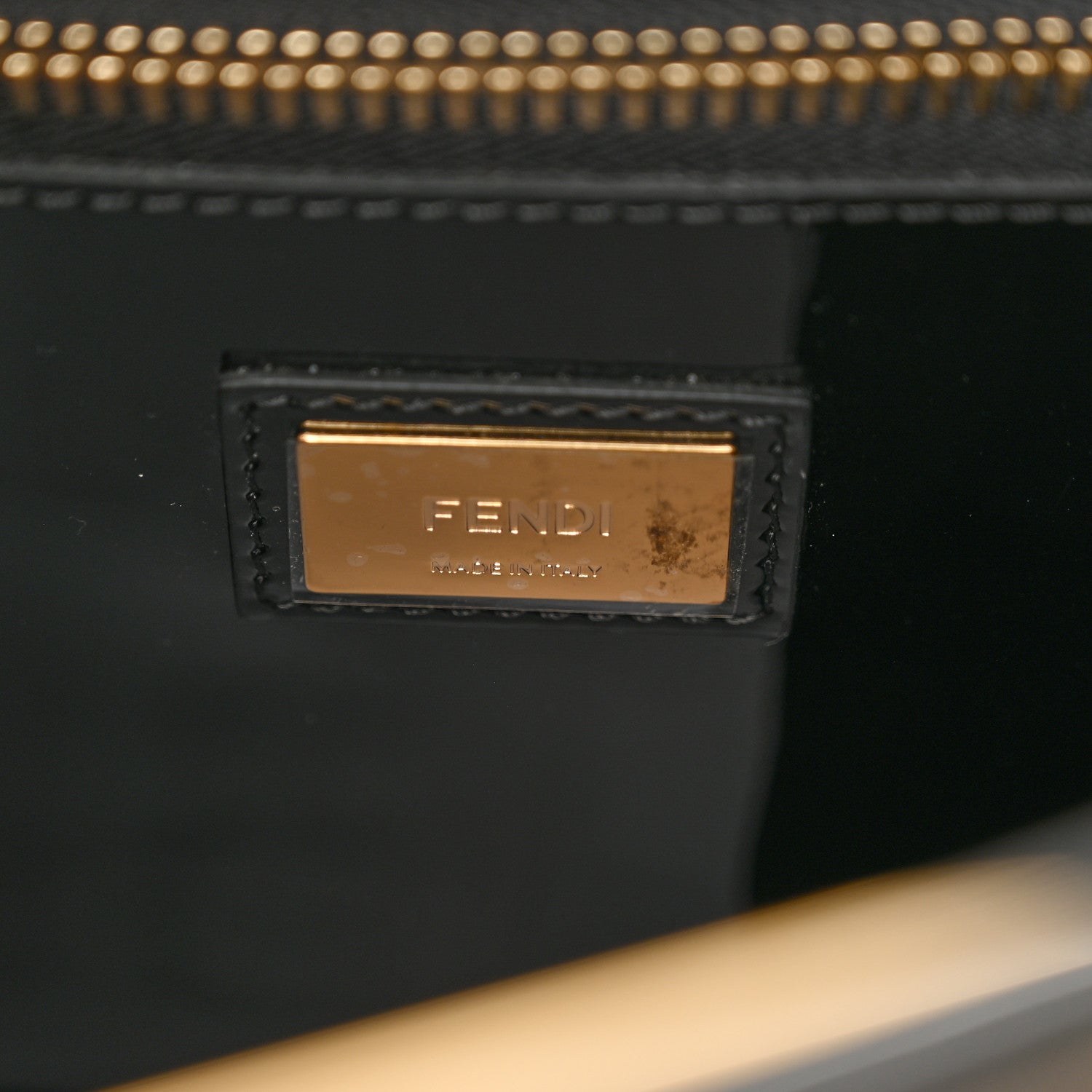 Fendi Patent Glazed Fabric FF 1974 Medium Peekaboo Iconic Defender Satchel Mogano Panna Black 8 of 12