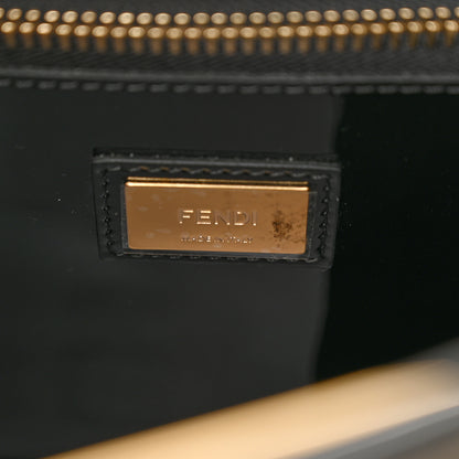 Fendi Patent Glazed Fabric FF 1974 Medium Peekaboo Iconic Defender Satchel Mogano Panna Black 8 of 12