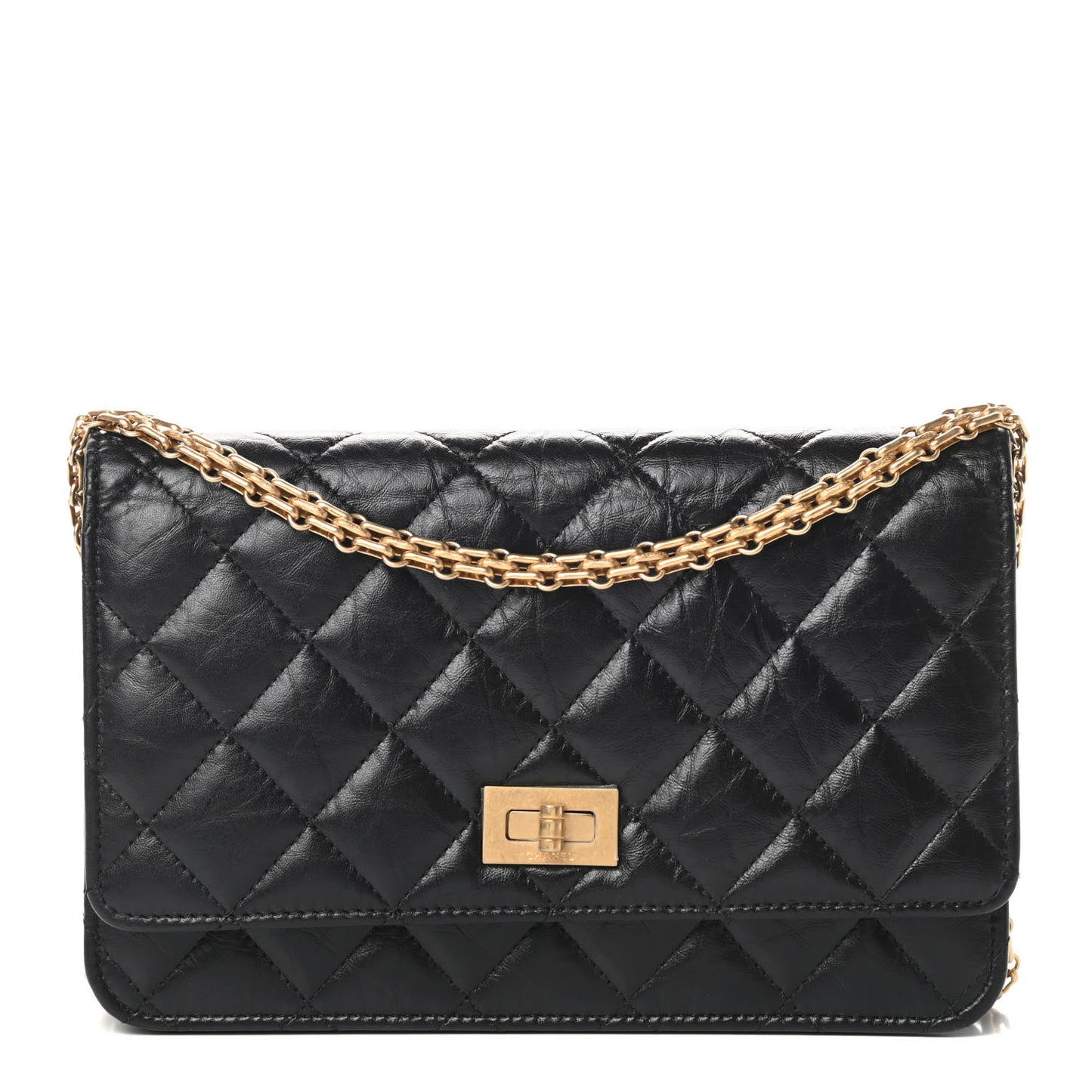 Aged Calfskin Quilted Reissue Wallet On Chain WOC Black