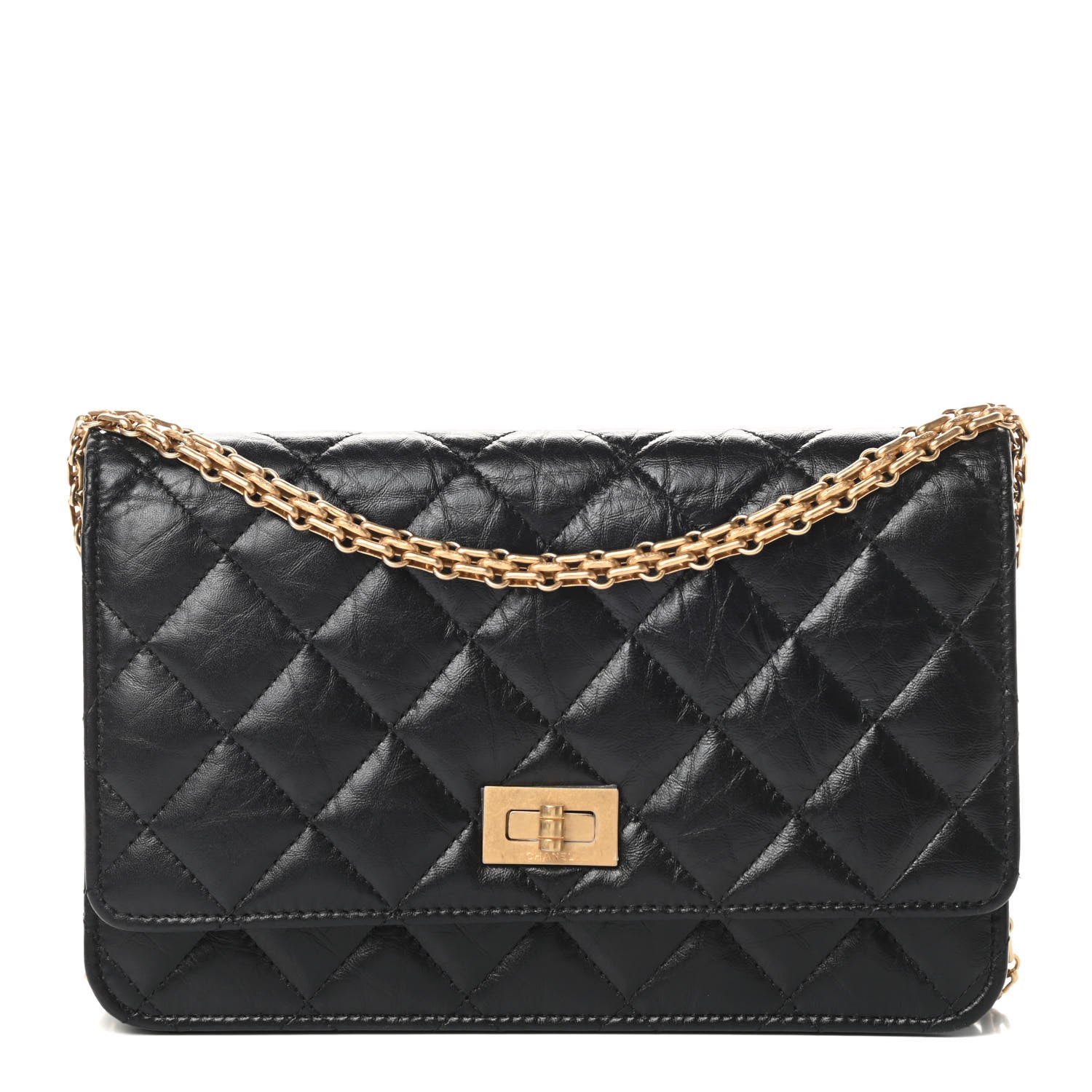 Chanel Aged Calfskin Quilted Reissue Wallet On Chain WOC Black 1 of 14