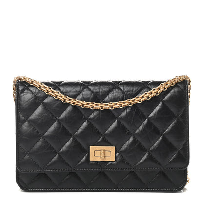 Chanel Aged Calfskin Quilted Reissue Wallet On Chain WOC Black 1 of 14