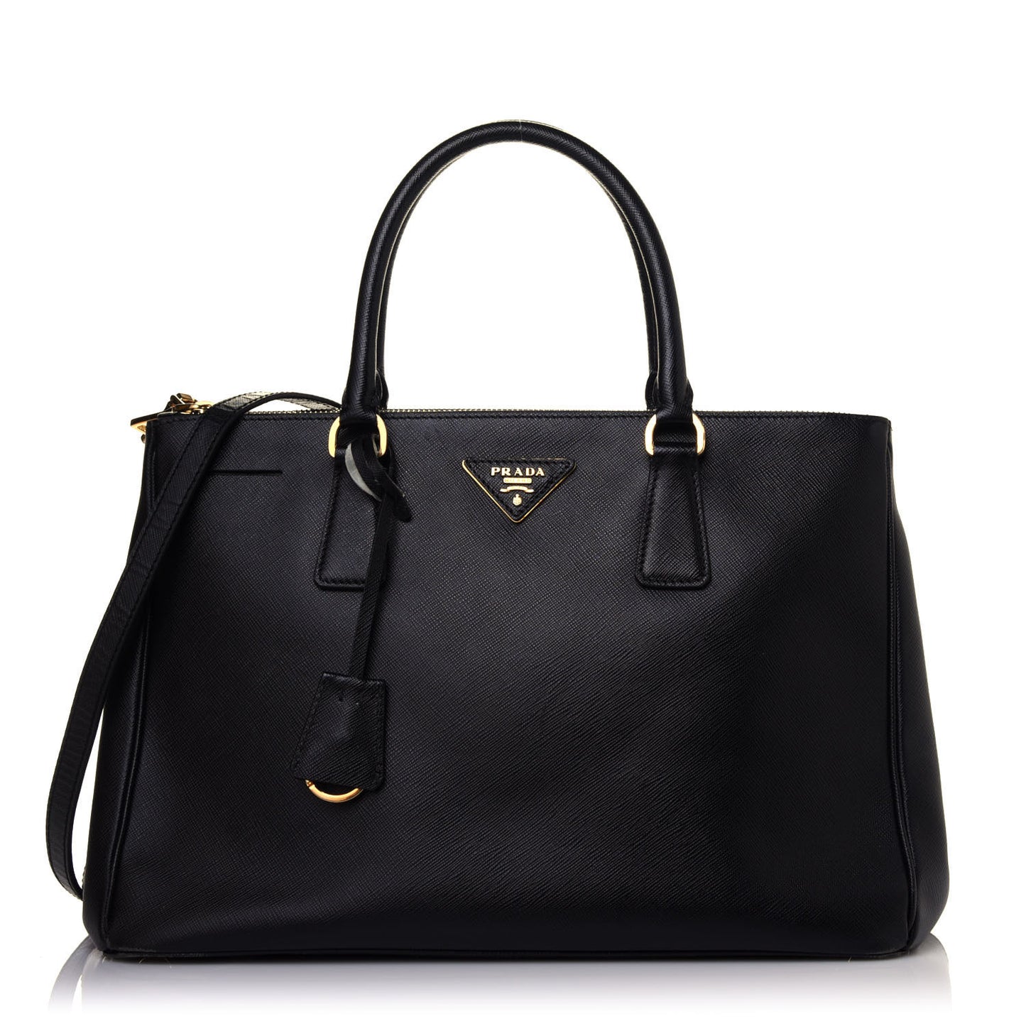 Saffiano Medium Galleria Double Zip Tote Black