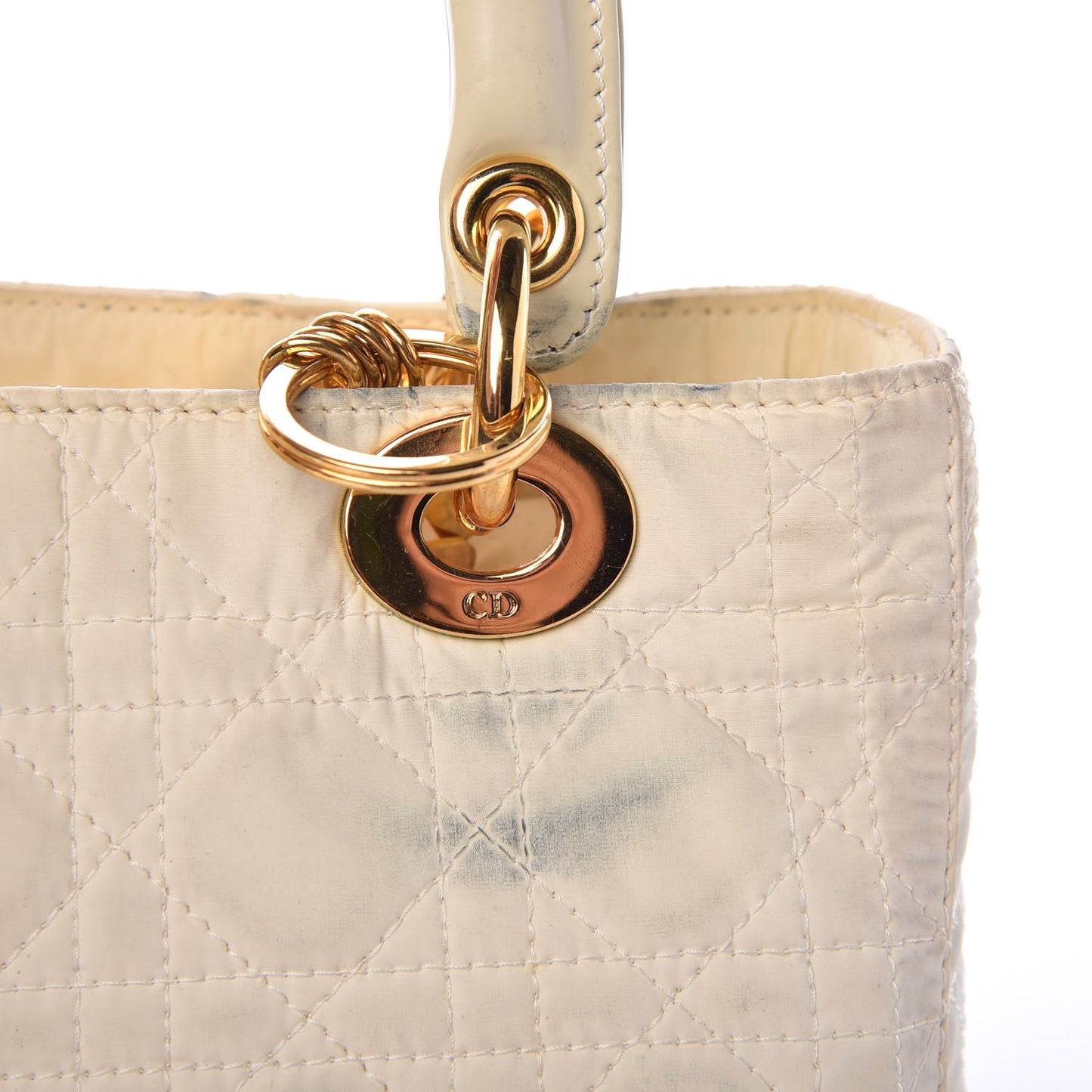 Nylon Cannage Medium Lady Dior White