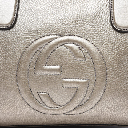 Gucci Metallic Cellarius Calfskin Small Soho Top Handle Satchel Golden Beige 10 of 11