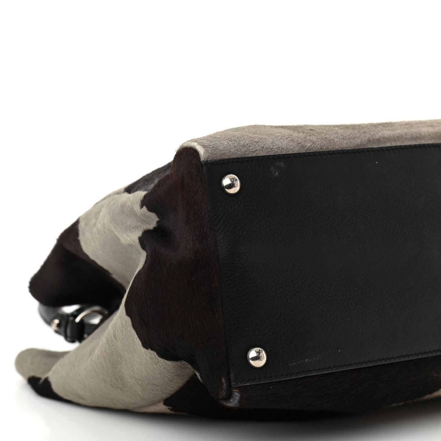 Calf Hair Cow Print Regular 2Jours Tote Grey Black
