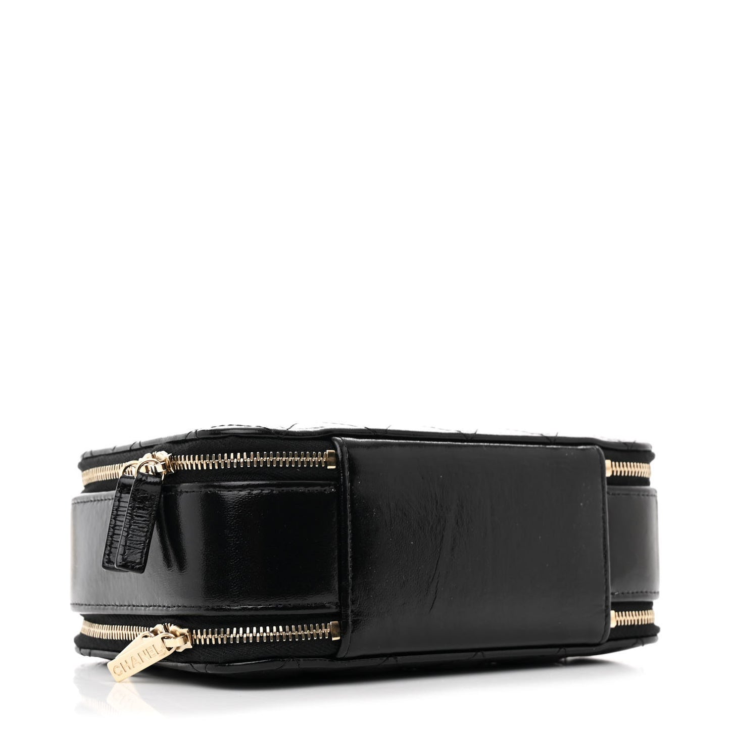Shiny Lambskin Quilted CC Vanity Case Black