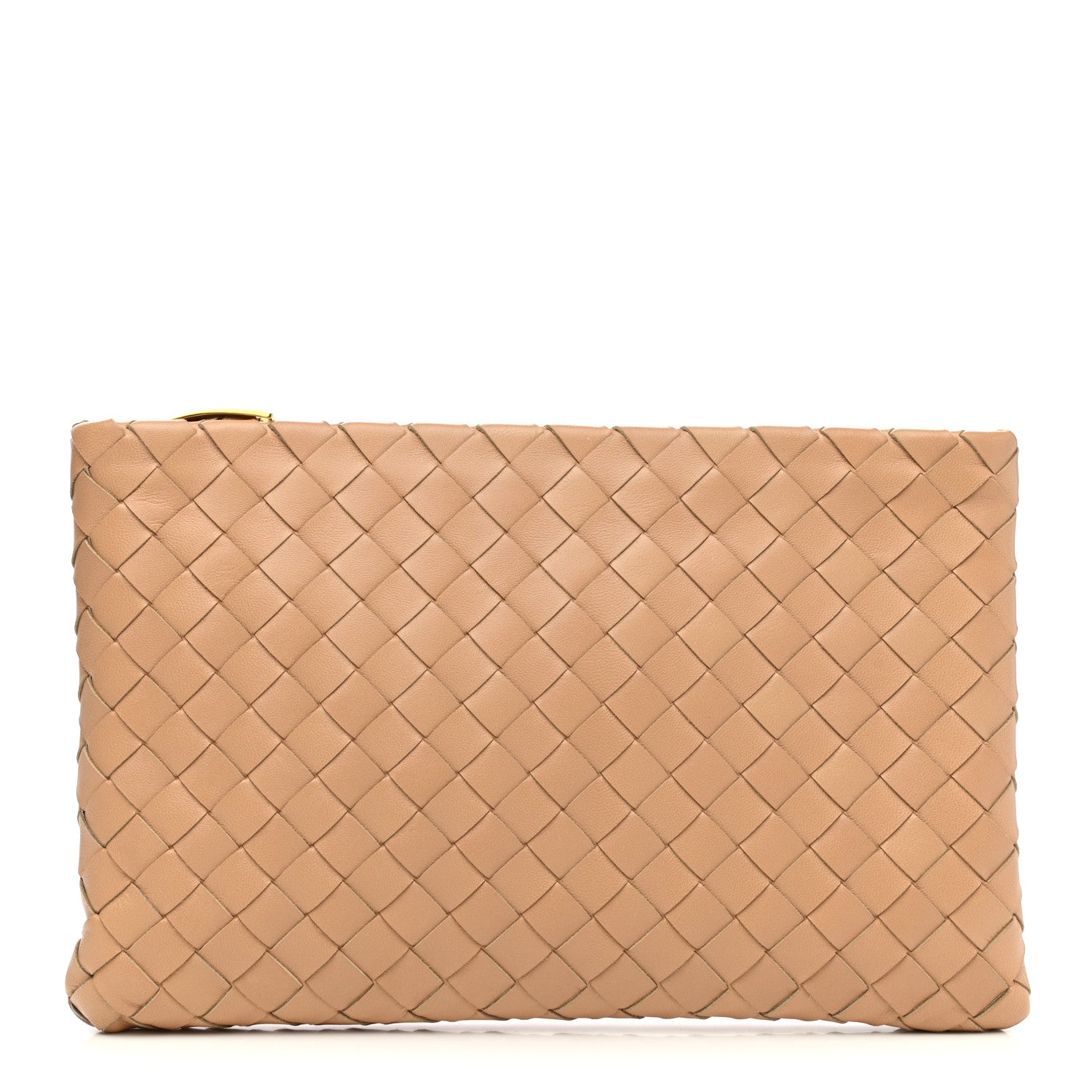 Bottega Veneta Nappa Intrecciato Large Flat Zip Pouch Beige 1 of 6
