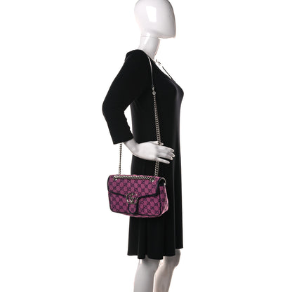 Gucci Monogram Multicolor Matelasse Diagonal Small GG Marmont Shoulder Bag Pink Blue 2 of 10