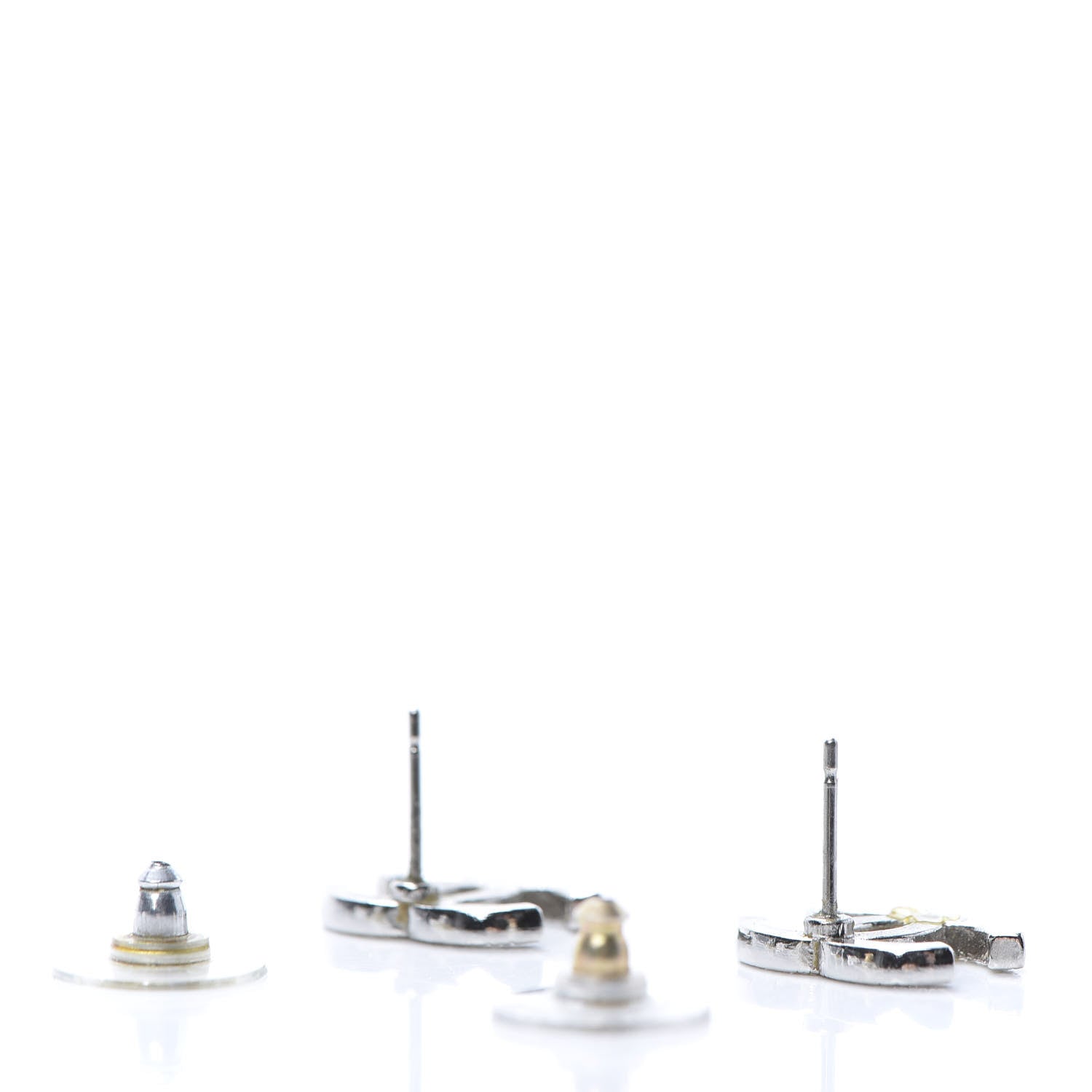 Chanel Crystal CC Earrings Silver 3 of 8