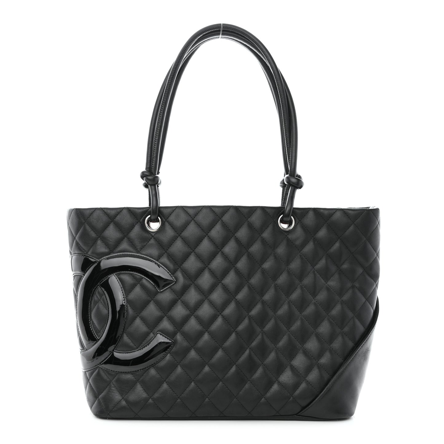 Calfskin Quilted Large Cambon Tote Black