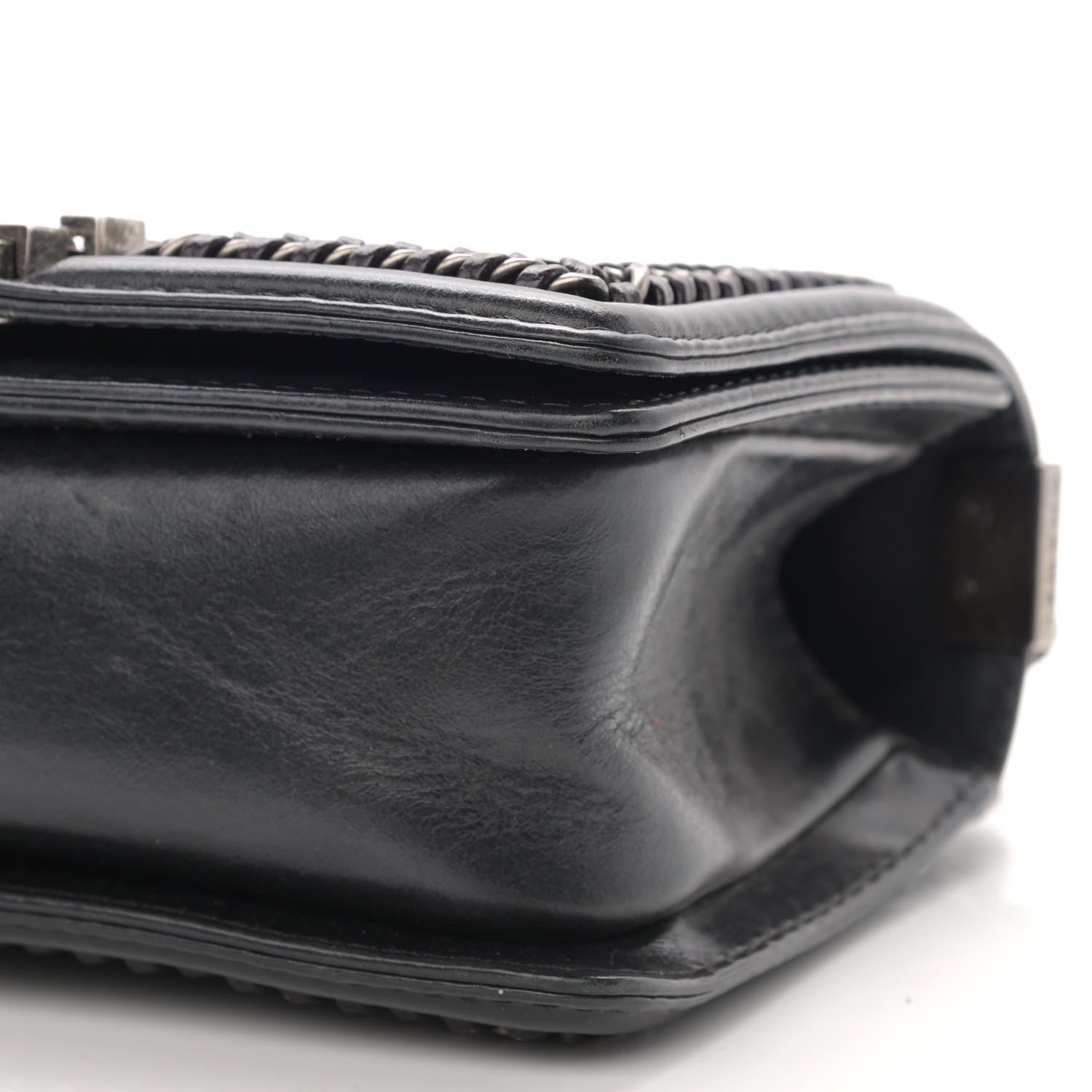Chanel Shiny Goatskin Quilted Small Boy Top Handle Flap Charcoal 10 of 15