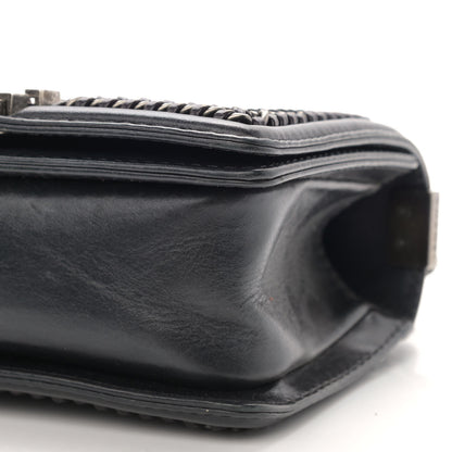 Chanel Shiny Goatskin Quilted Small Boy Top Handle Flap Charcoal 10 of 15