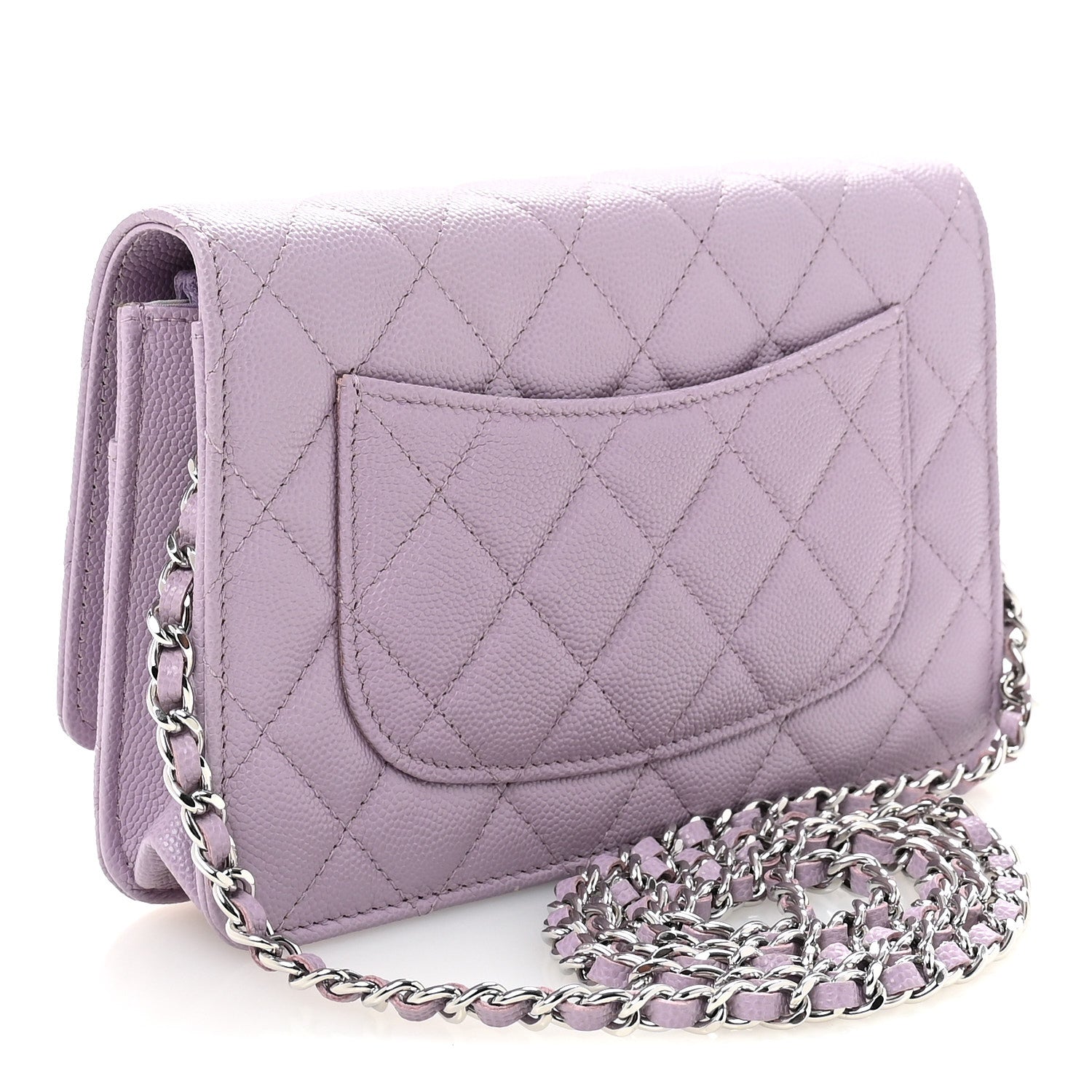 Chanel Caviar Quilted CC Logo Wallet on Chain WOC Purple 3 of 12