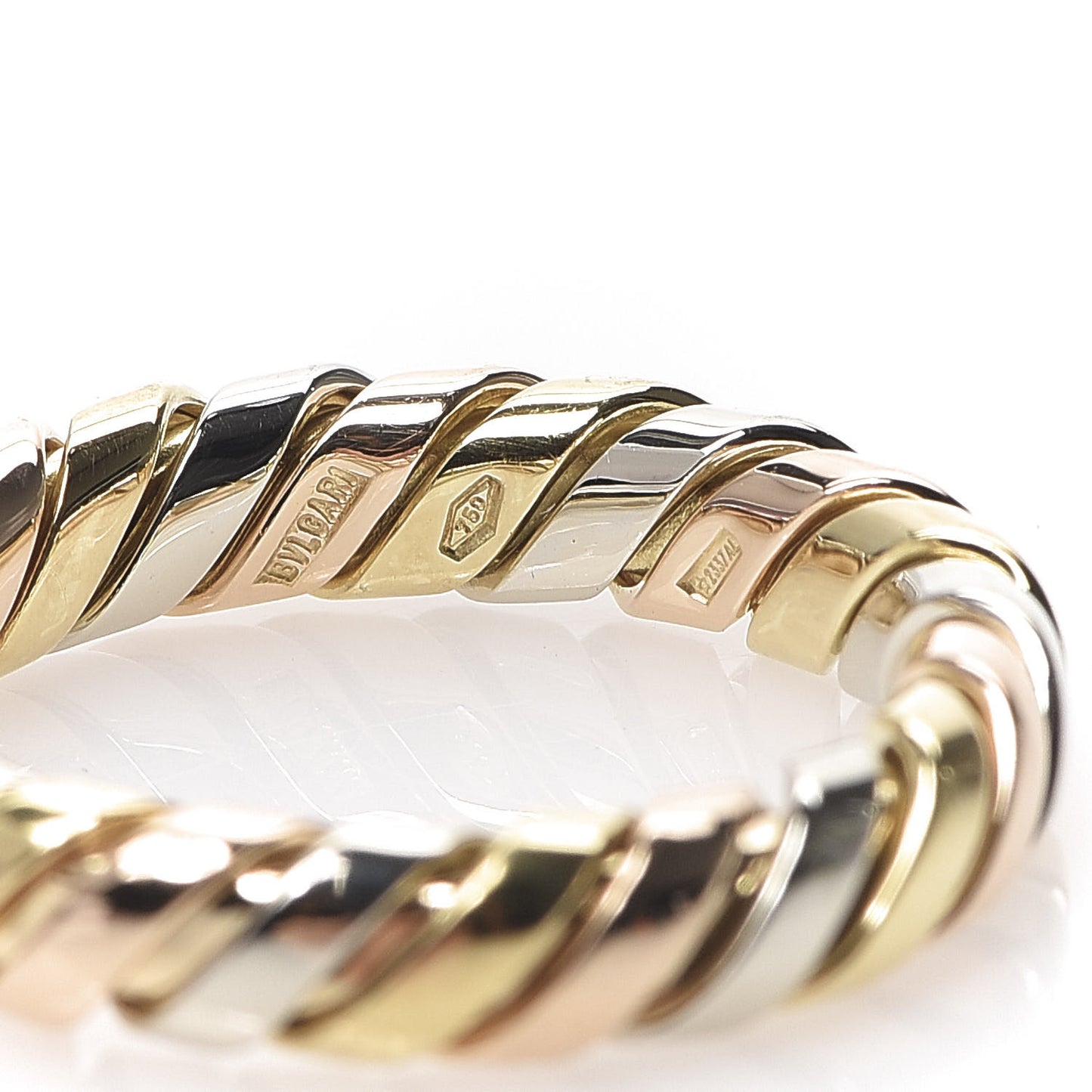 18K Rose Yellow White Tubogas Band Ring 56 7.5
