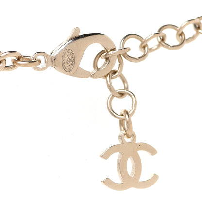 Chanel Metal Crystal Logo Choker Necklace Gold 4 of 5