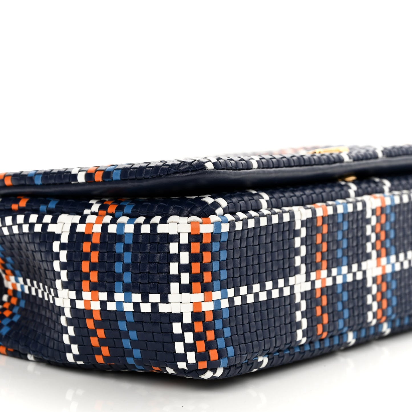 Woven Calfskin Mini Latticed Lola Bag Blue Multicolor