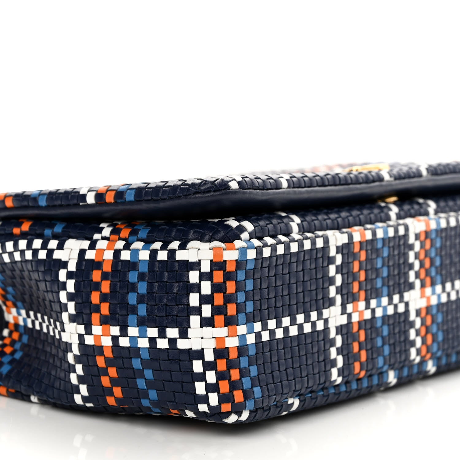 Burberry Woven Calfskin Mini Latticed Lola Bag Blue Multicolor 9 of 10