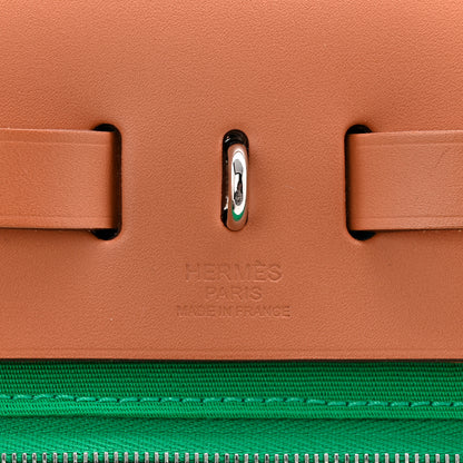Hermes Toile Officier Vache Hunter Verso Herbag Zip Retourne PM 31 Bleu Azteque Menthe 7 of 11