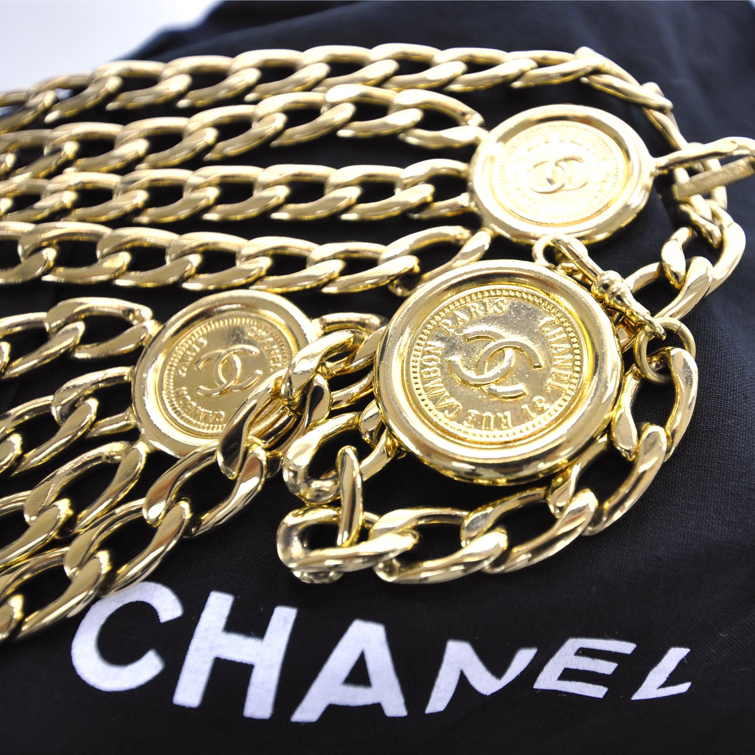 Chanel Metal Chain CC Medallion Belt Gold 4 of 4