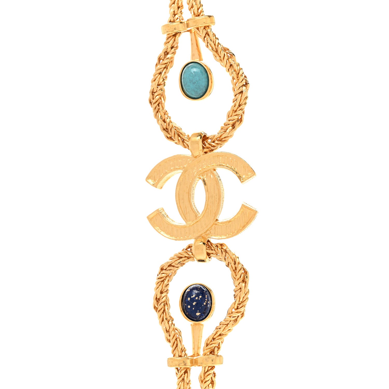 Chanel Pearl Bead Crystal CC Necklace Gold 4 of 8