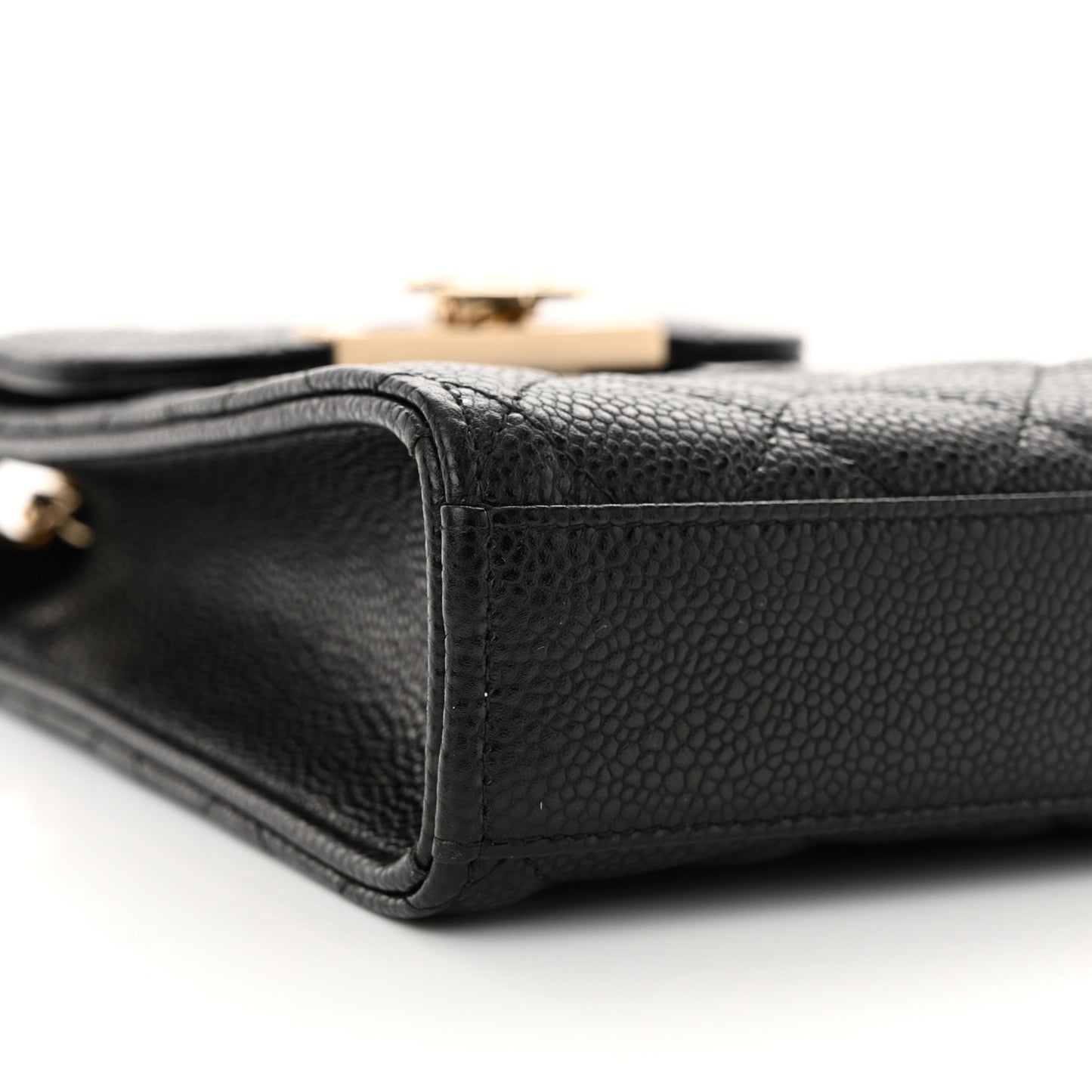 Caviar Quilted Golden Class Phone Holder Black