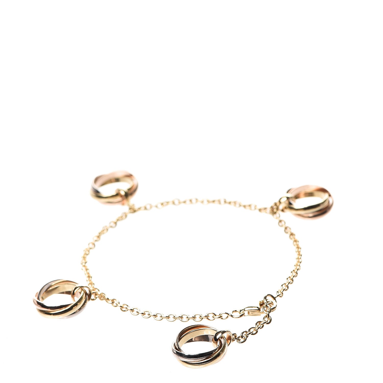 Cartier 18K Pink Yellow White Gold Trinity Charm Bracelet 2 of 4