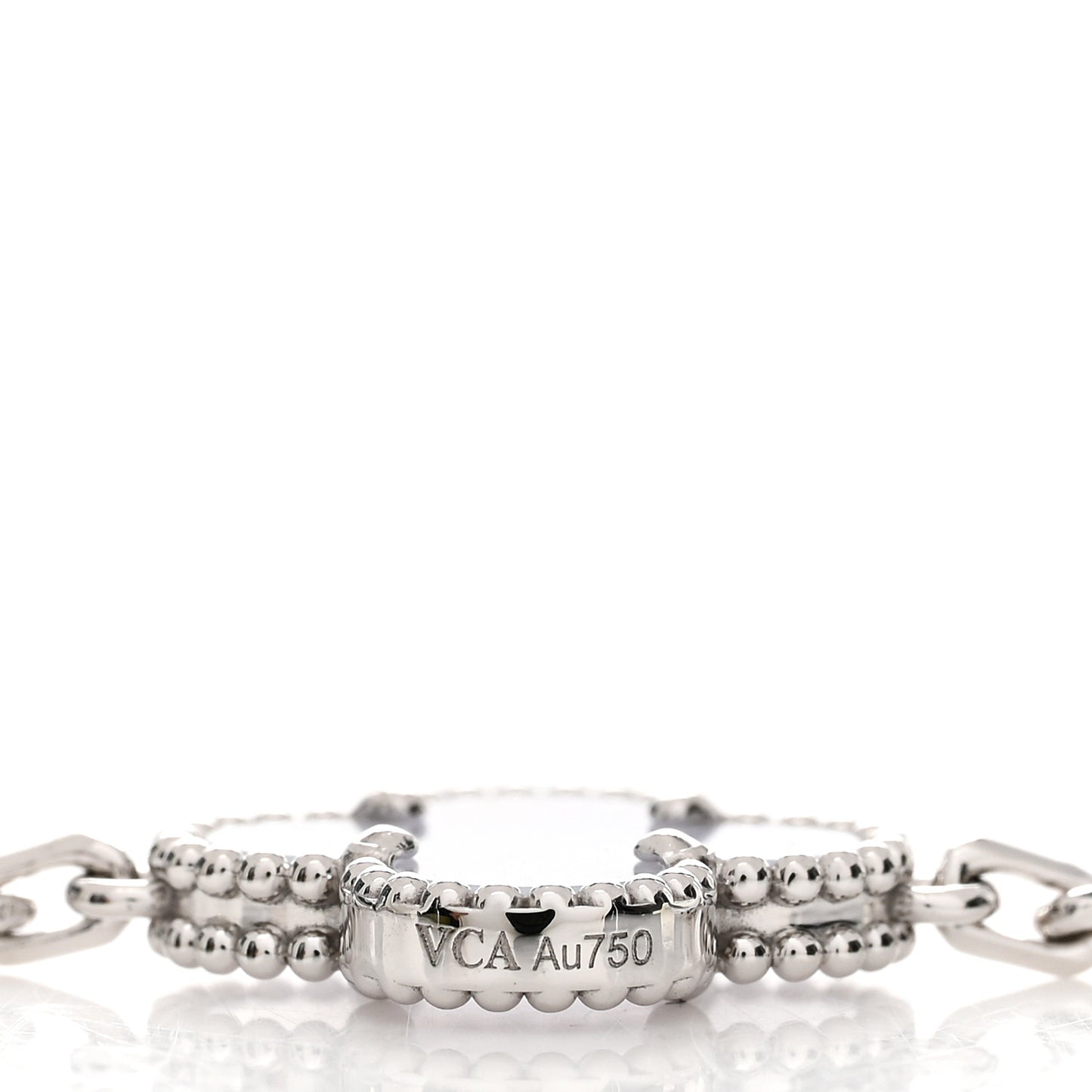 18K White Gold Chalcedony 5 Motifs Vintage Alhambra Bracelet