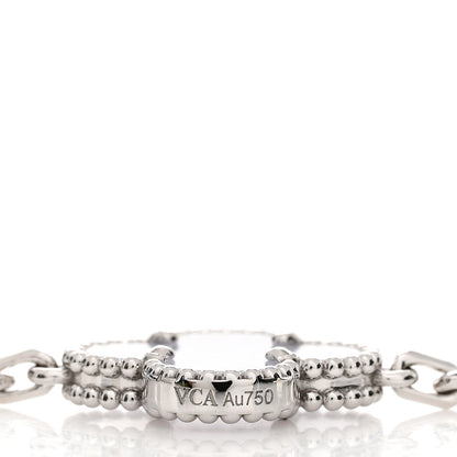 Van Cleef & Arpels 18K White Gold Chalcedony 5 Motifs Vintage Alhambra Bracelet 4 of 5