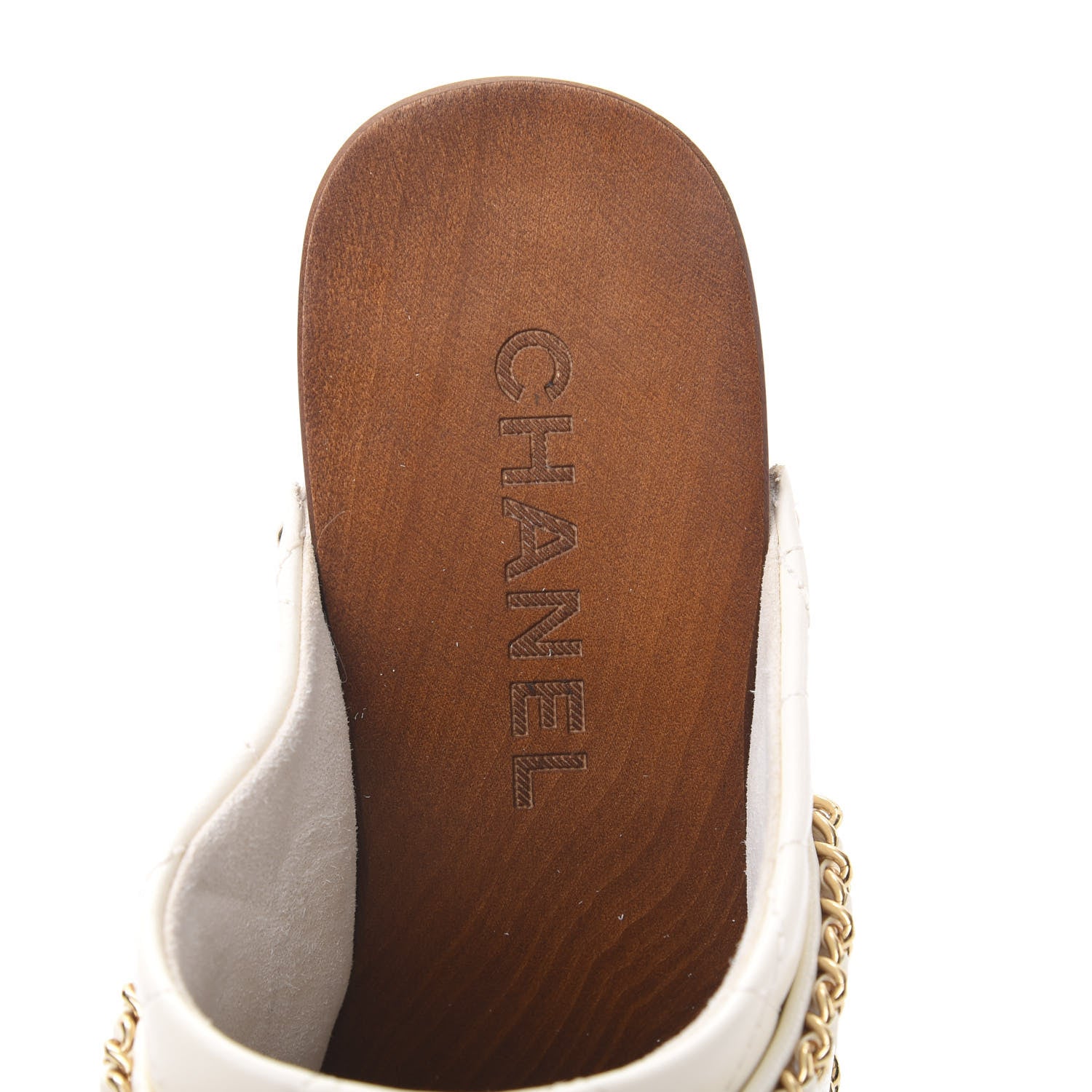 Chanel Lambskin Quilted Chain Clog Mules 35 Ivory 6 of 8