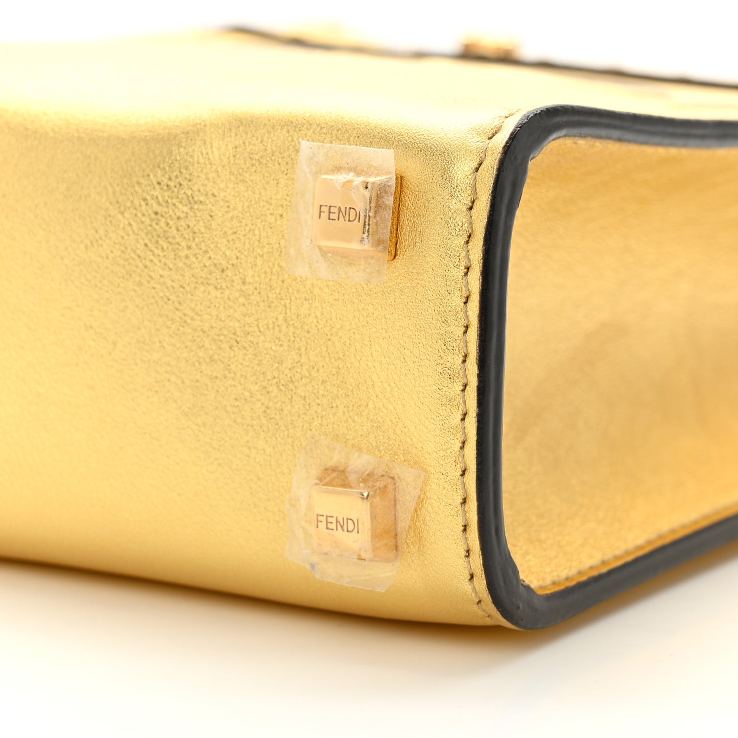 Vitello Catalan Mirror Plexiglass Mini Fendi Sunshine Shopper Tote Gold