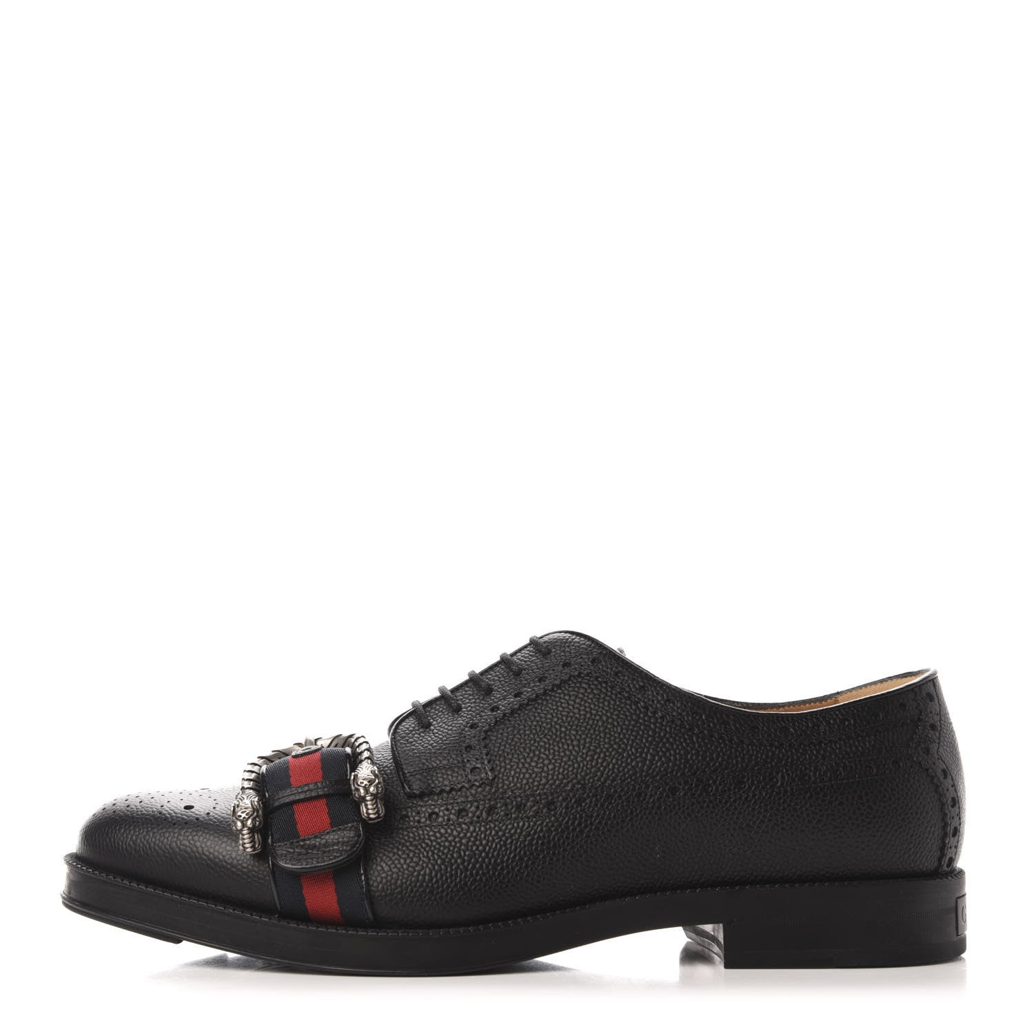 Gucci Pebbled Calfskin Dionysus Web Mens Martins Shoes 11 Black 1 of 8