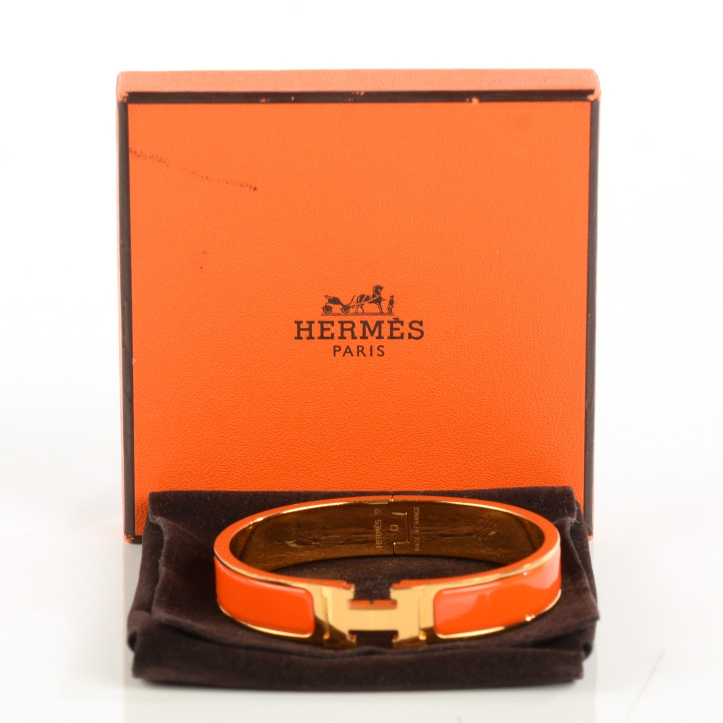 Enamel Narrow Clic Clac H Bracelet GM Orange