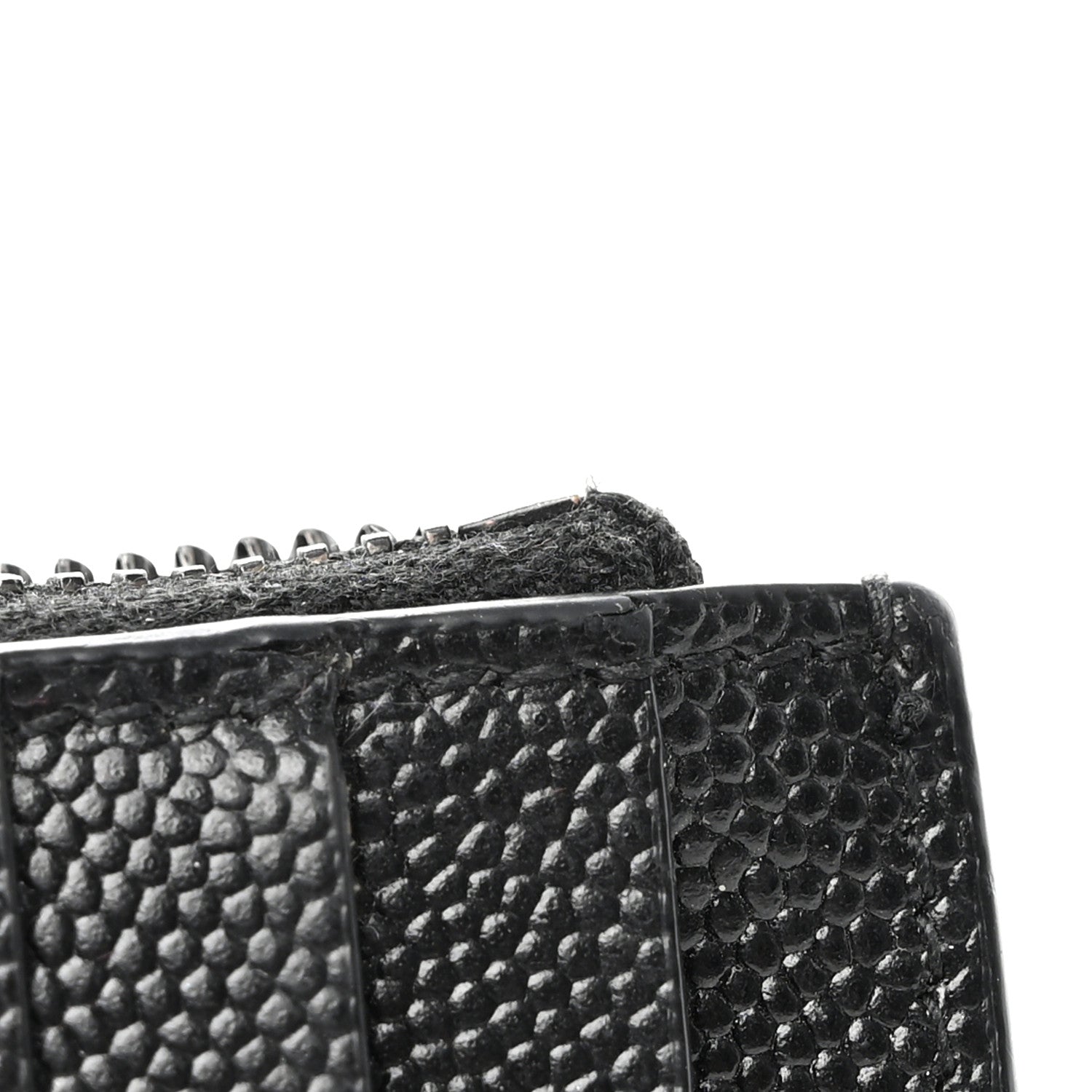 Saint Laurent SAINT LAURENT Grain De Poudre Matelasse Chevron Monogram Fragments Zippered Card Case Black 14 of 16