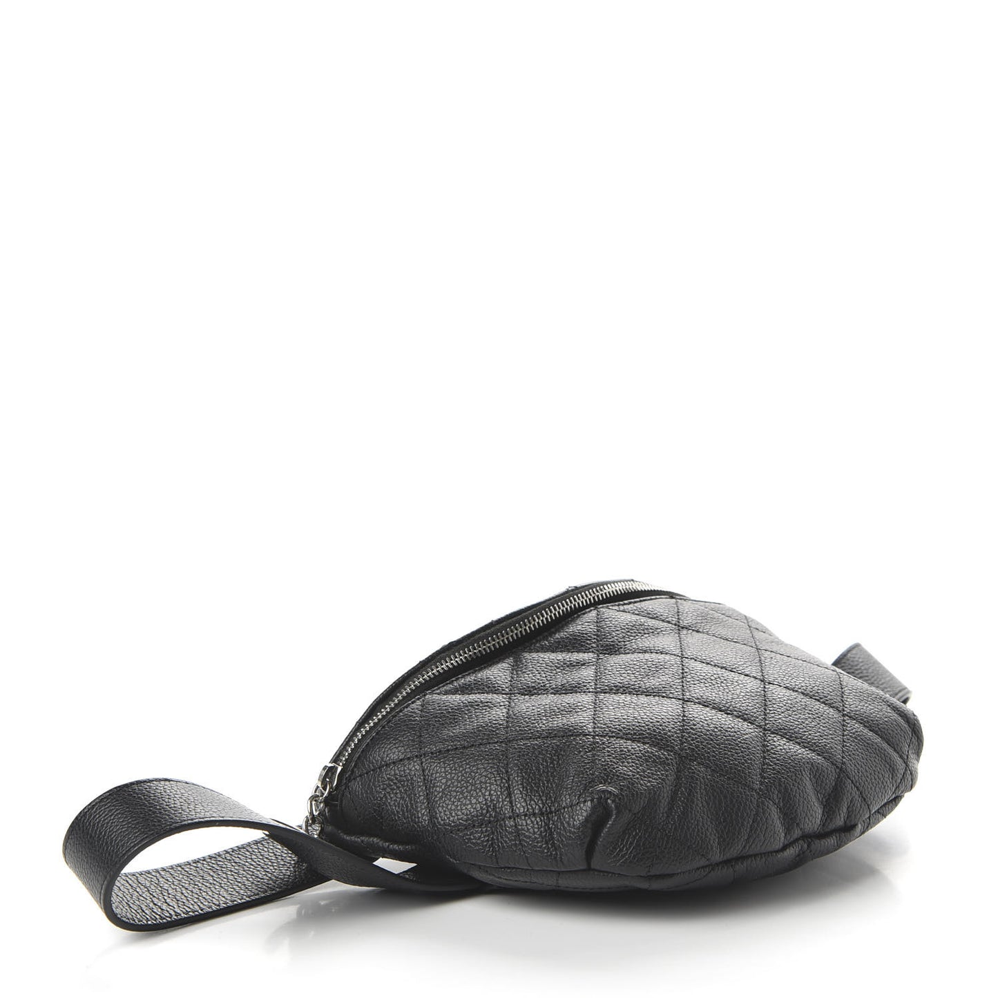 Grained Calfskin Quilted Waist Belt Bag Black
