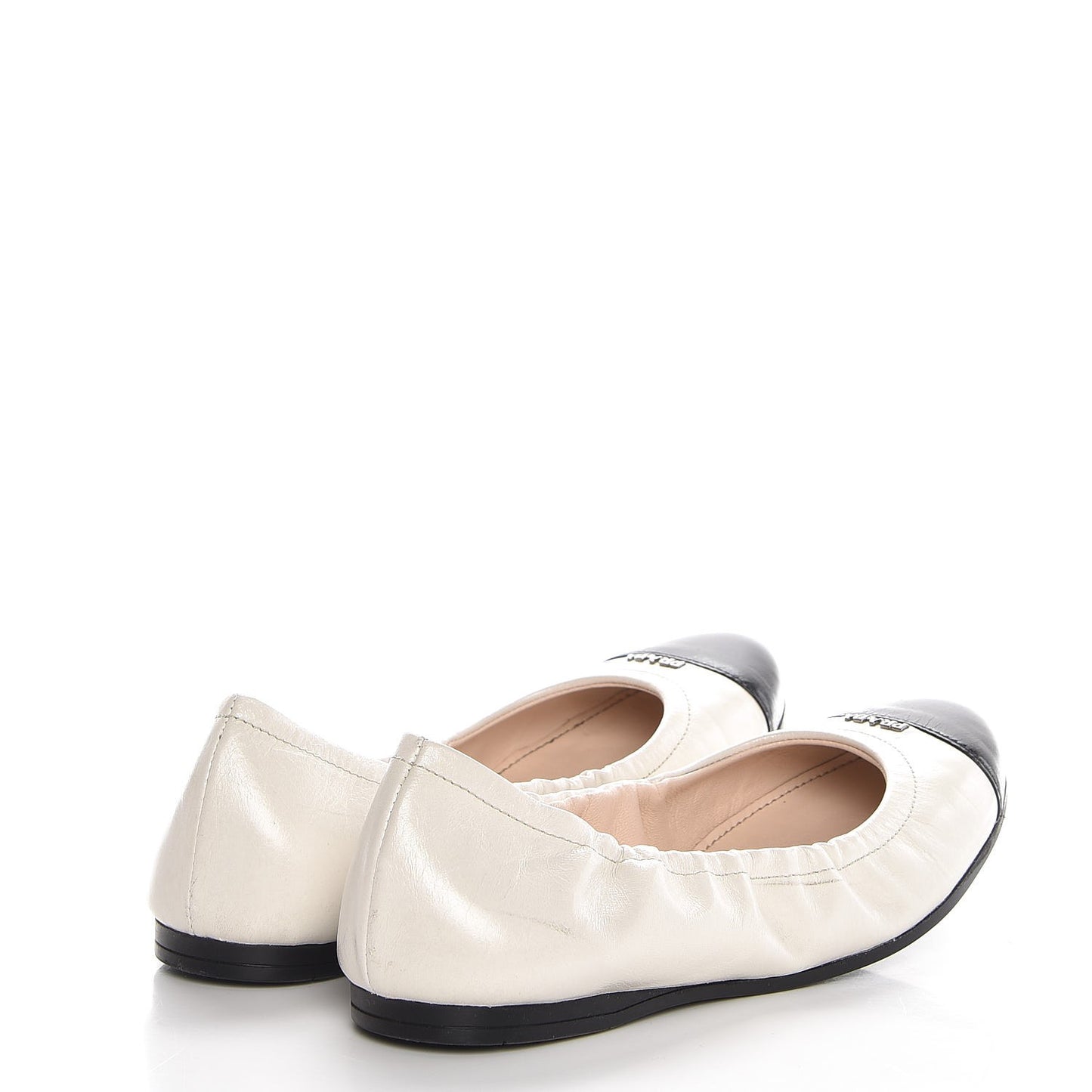 Vernice Cap Toe Ballet Flats 35.5 White Black