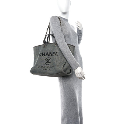 Chanel Woven Straw Raffia Large Deauville Tote Grey 2 of 14