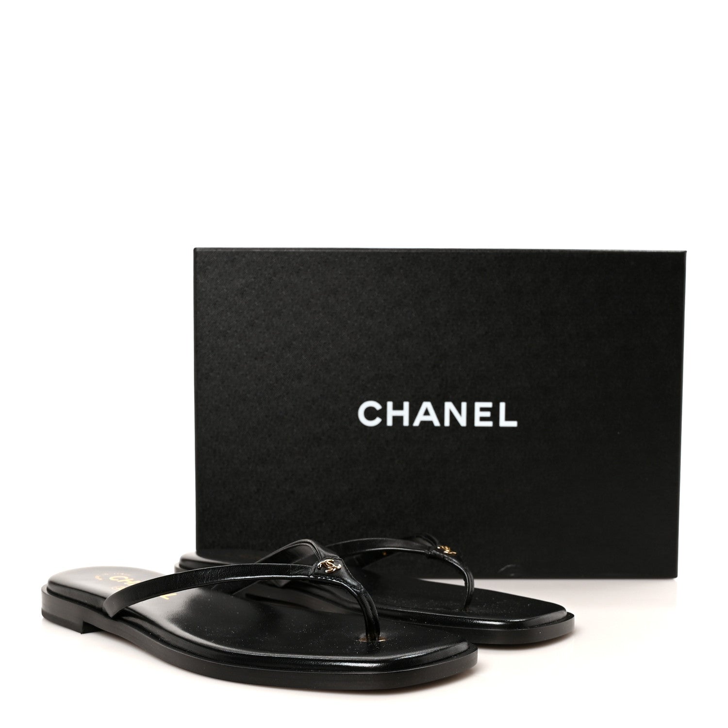 Chanel Goatskin CC Times Square Thong Sandals 38 Black 10 of 10