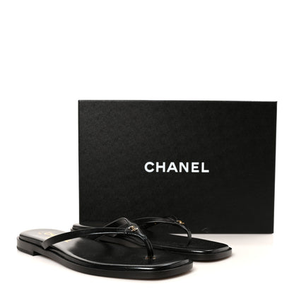 Chanel Goatskin CC Times Square Thong Sandals 38 Black 10 of 10