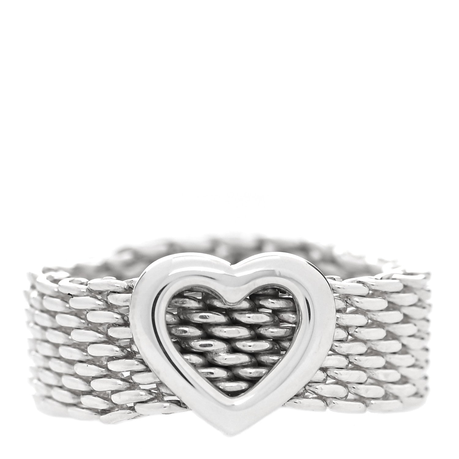 Tiffany Sterling Silver Somerset Mesh Heart Ring 48 4.5 1 of 5
