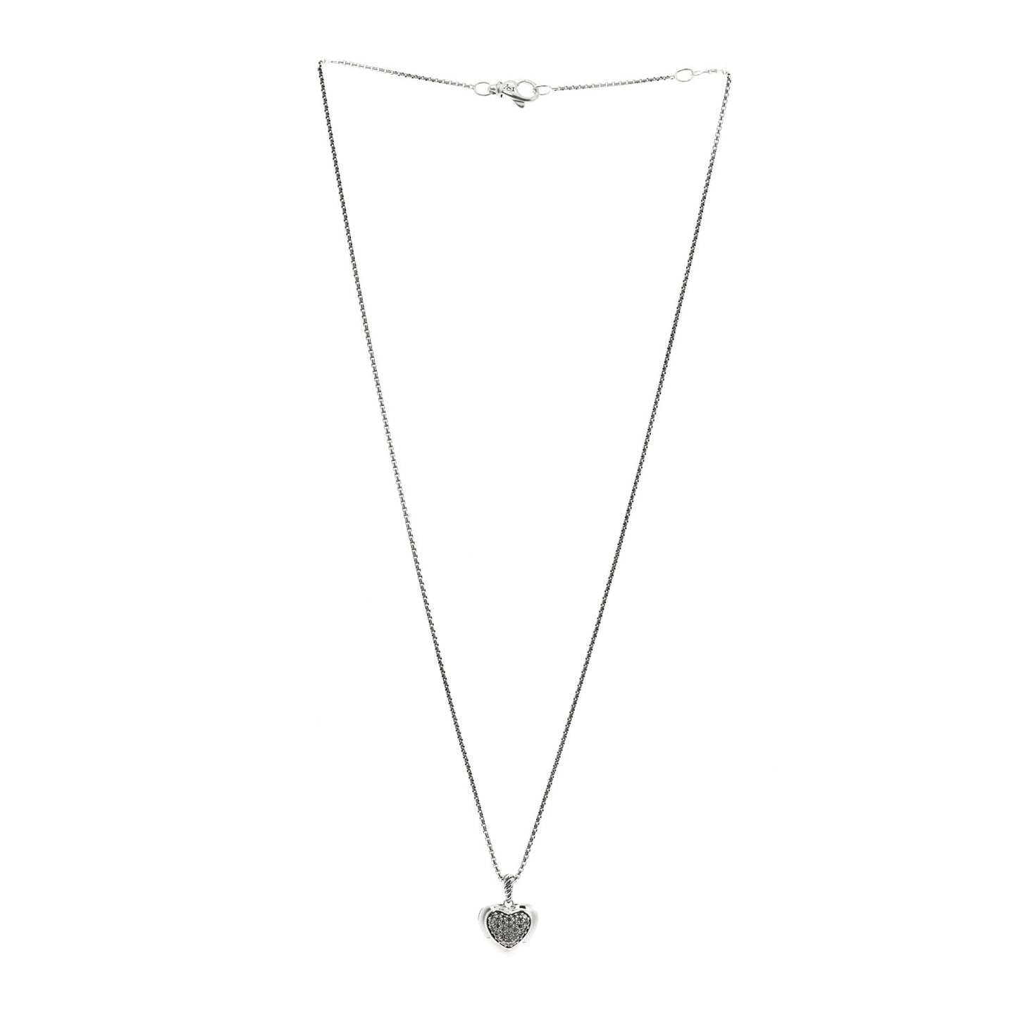 Sterling Silver Diamond Cable Heart Pendant Necklace