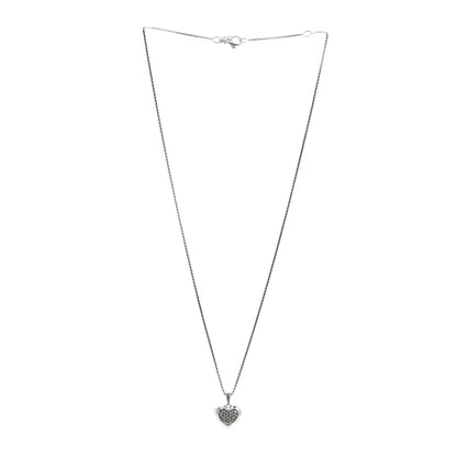 David Yurman Sterling Silver Diamond Cable Heart Pendant Necklace 3 of 5