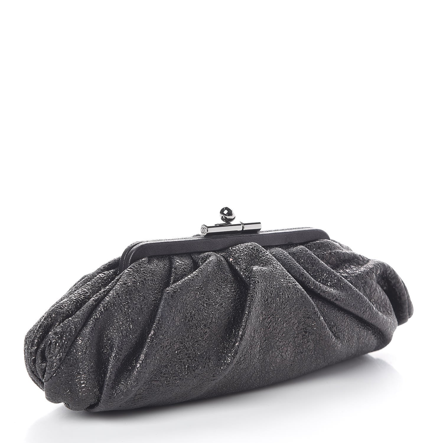 Chanel Metallic Crackled Calfskin Monte Carlo Clutch Dark Silver 3 of 8