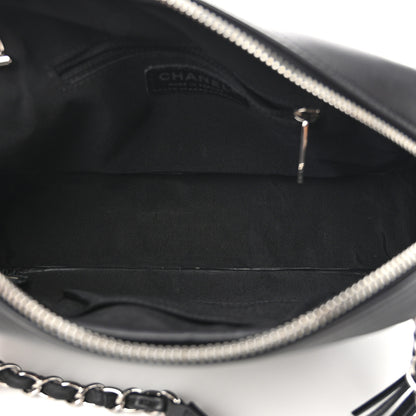 Chanel Calfskin Diagonal Chevron Quilted Tassel Camera Case Black 7 of 12