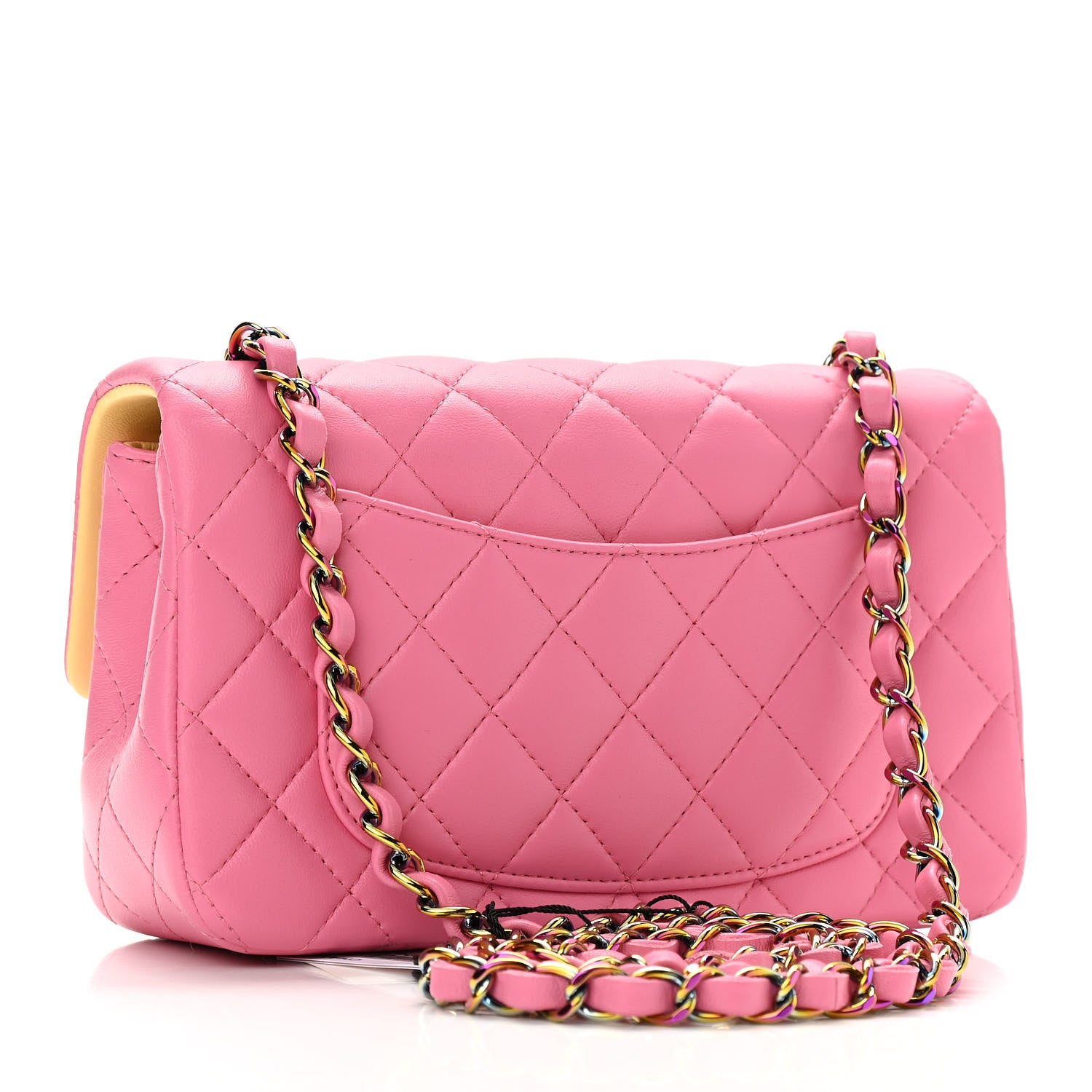 Chanel Lambskin Quilted Mini Rectangular Flap Pink Yellow 3 of 11