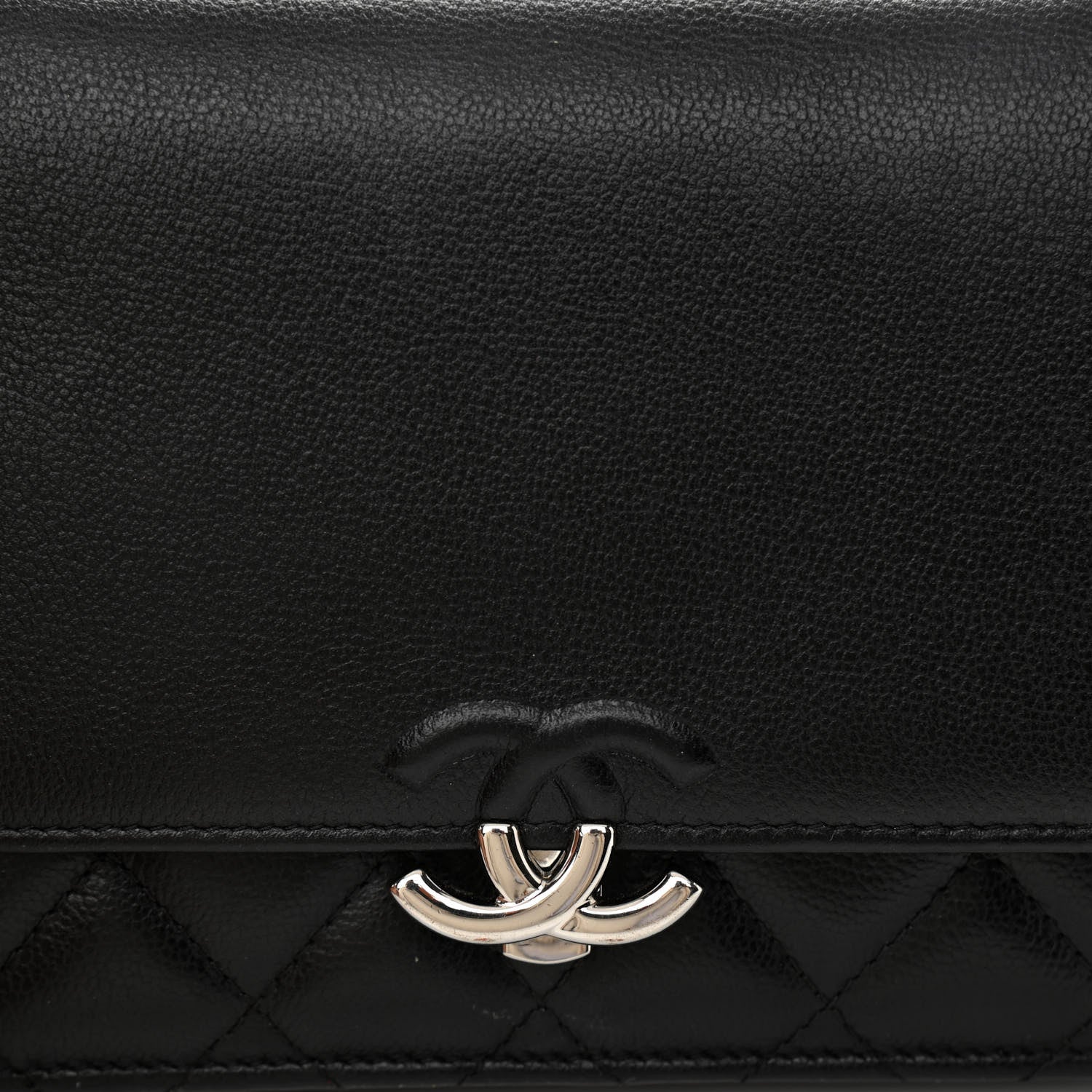 Chanel Grained Calfskin Quilted CC Box Wallet On Chain WOC Black 9 of 12