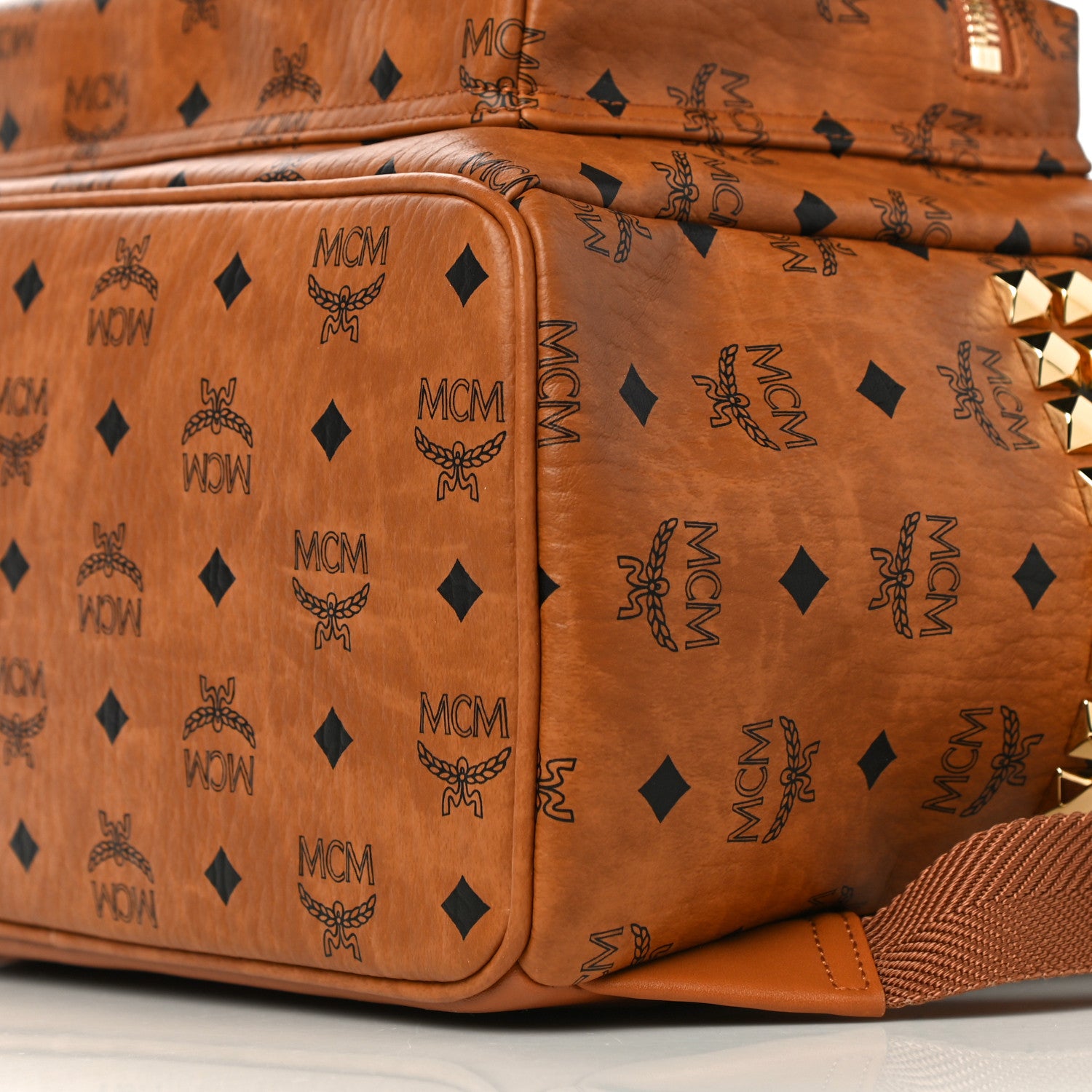 MCM Visetos Medium Side Studs Stark Backpack Cognac 6 of 10