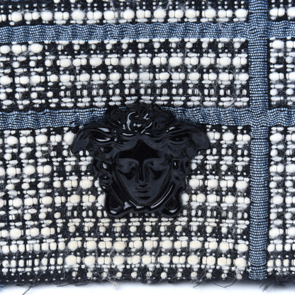 Versace Calfskin Tweed Palazzo Sultan Shoulder Bag Blue Multicolor 19 of 21